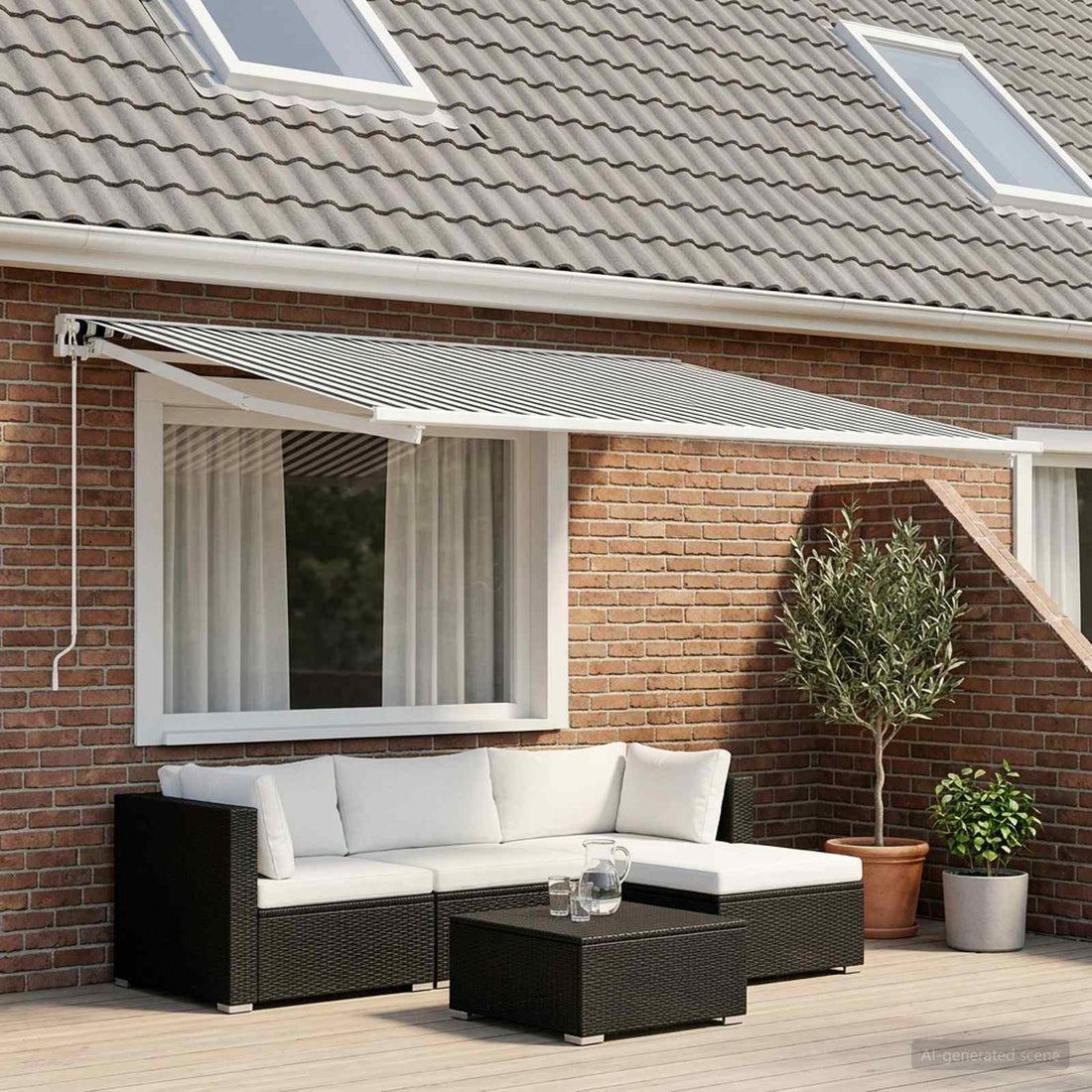 vidaXL Tela de Repuesto para Toldos Antracita y Blanco 500 x 300 cm