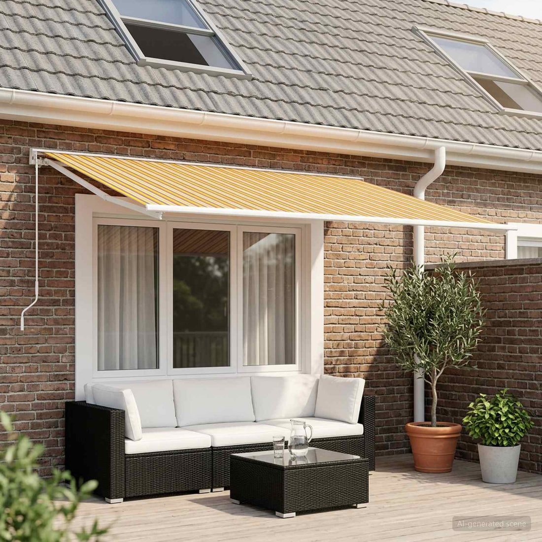 vidaXL Tela de Repuesto para Toldos Naranja y Negro 300 x 250 cm