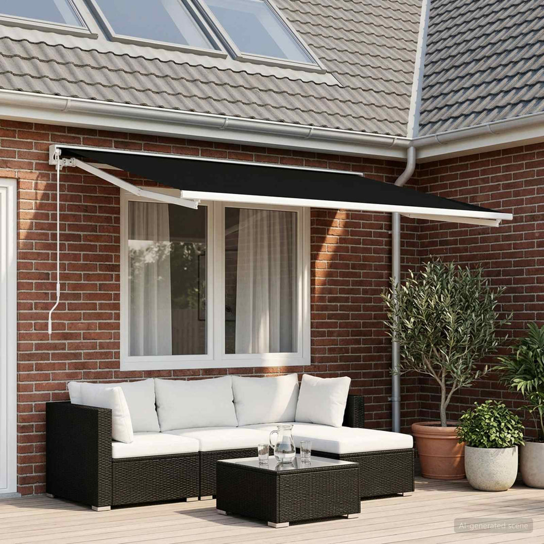 vidaXL Tela de Repuesto para Toldos Negro 300 x 250 cm Poliéster
