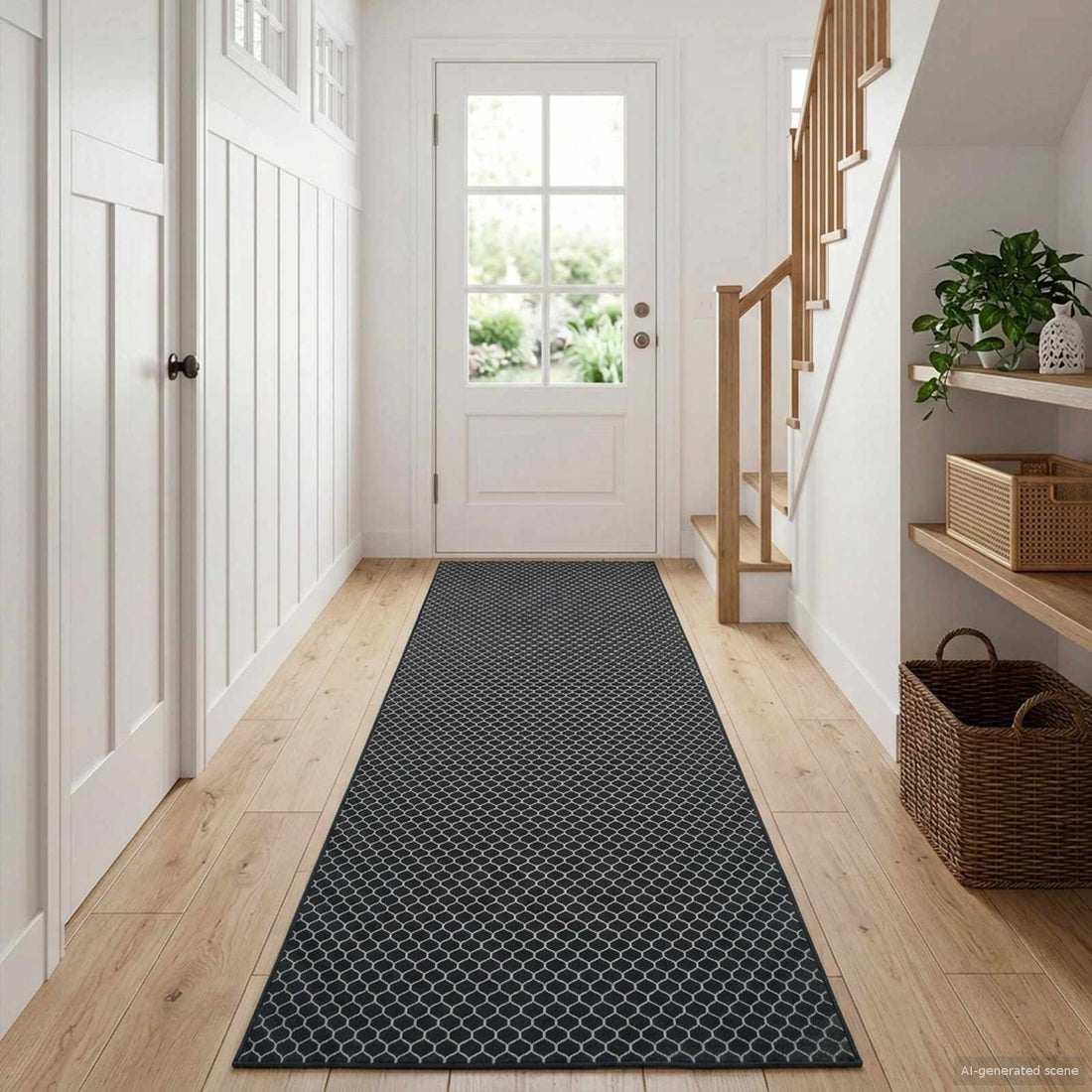 vidaXL Pasillo de alfombra ORIZ 1150 gsm Patrón de malla negra