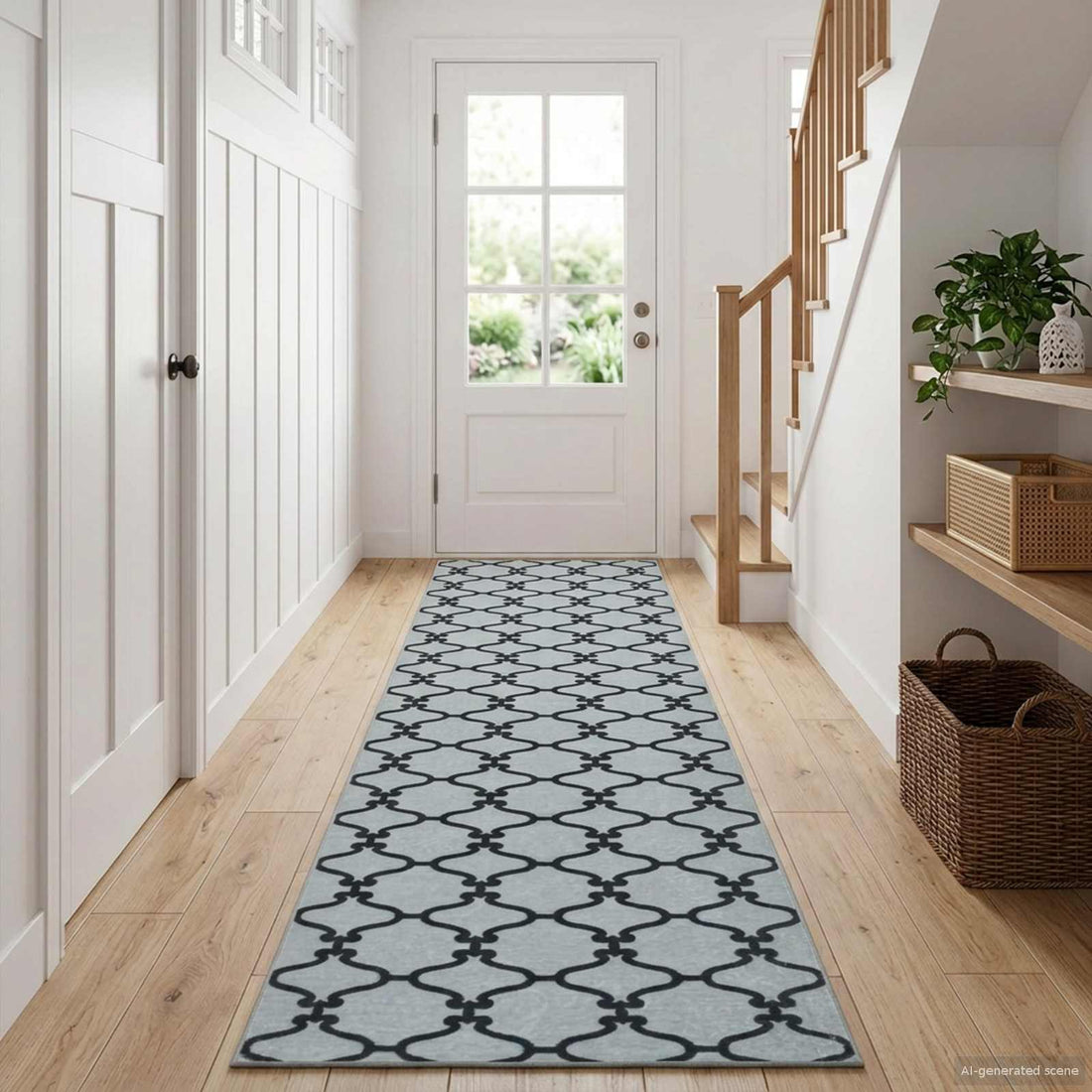 vidaXL Pasillo de alfombra ORIZ 1150 gsm Patrón de malla negra