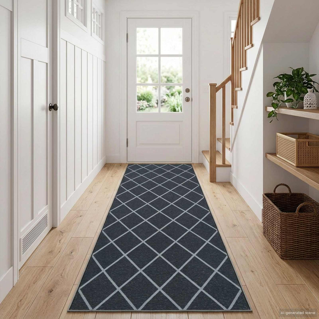 vidaXL Pasillo de alfombra ORIZ 1150 gsm Patrón de malla negra