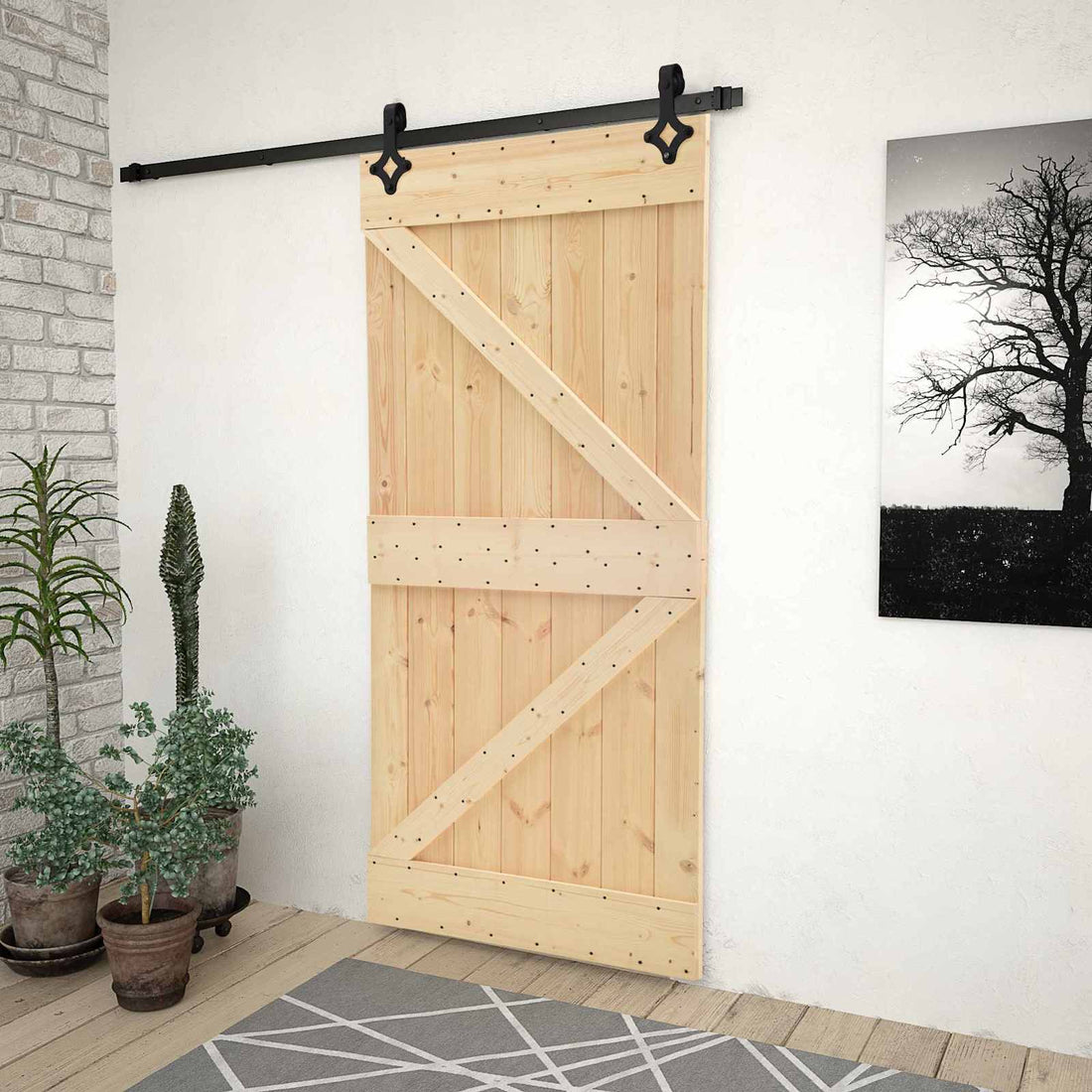 vidaXL Puerta Corredera 80 x 210 cm Madera de Pino Maciza