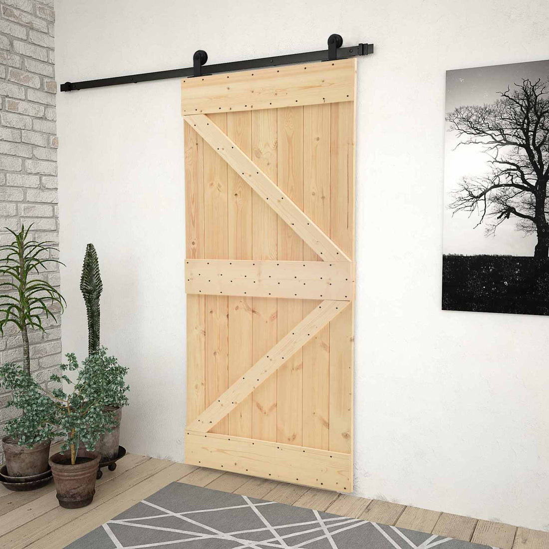 vidaXL Puerta Corredera 80 x 210 cm Madera de Pino Maciza