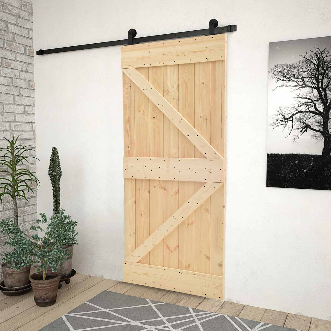 vidaXL Puerta Corredera 80 x 210 cm Madera de Pino Maciza