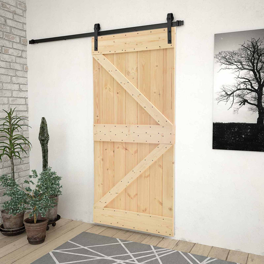 vidaXL Puerta Corredera 90 x 210 cm Madera de Pino Maciza