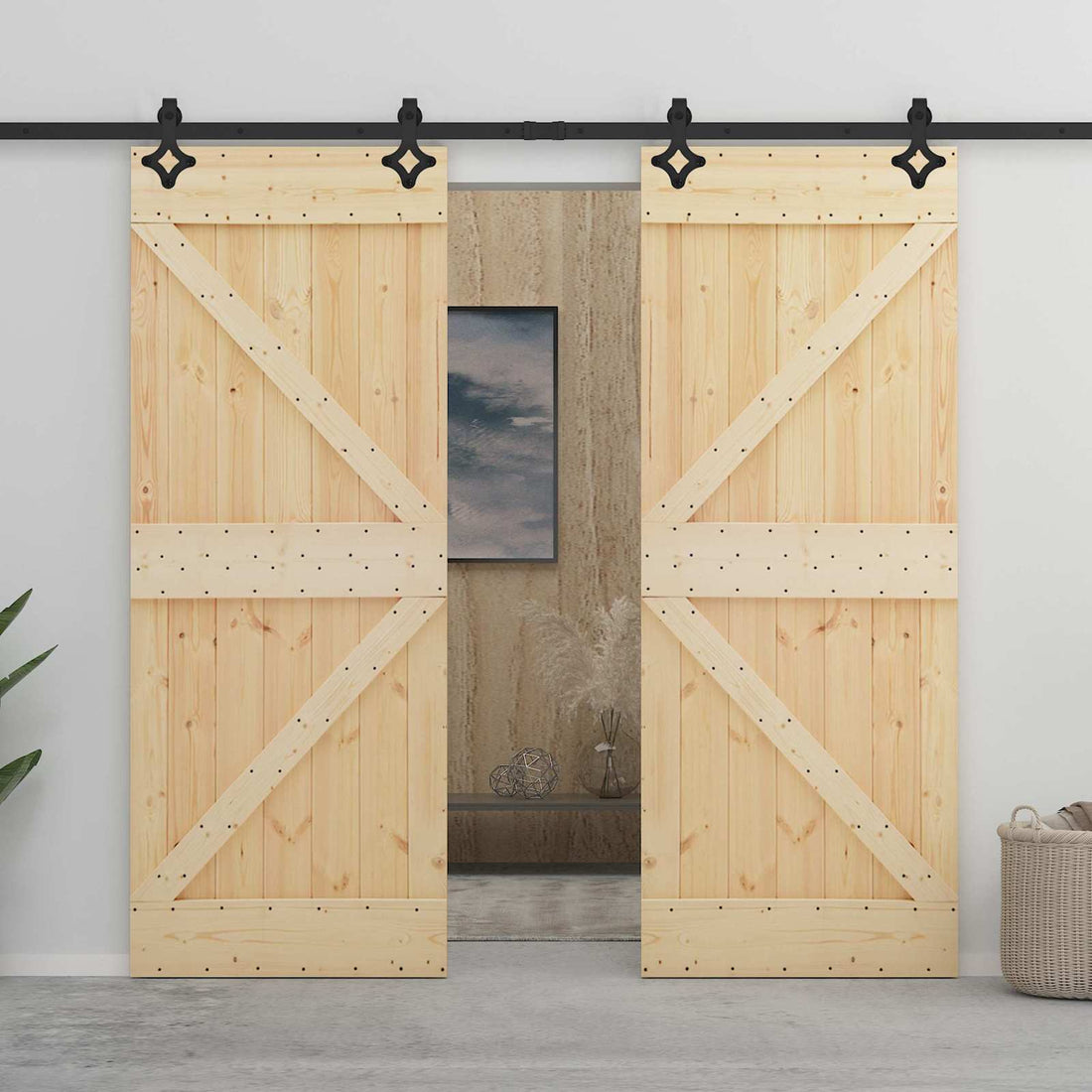vidaXL Puerta Corredera 2 uds. 80 x 210 cm Madera de Pino Maciza