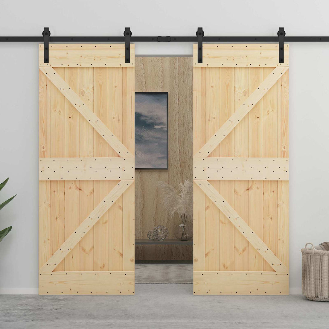 vidaXL Puerta Corredera 2 uds. 80 x 210 cm Madera de Pino Maciza