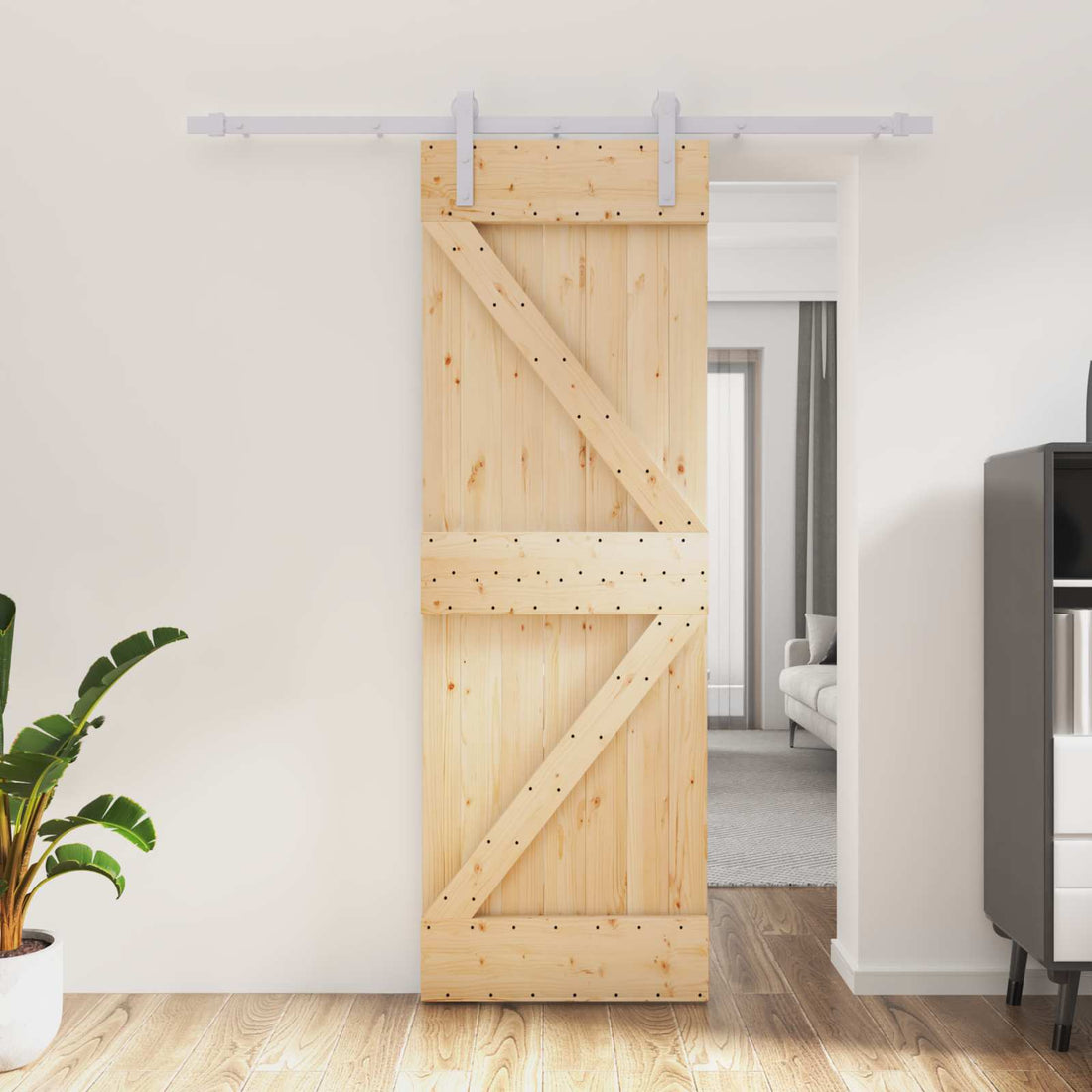 vidaXL Puerta Corredera Natural y Blanco 70 x 210 cm