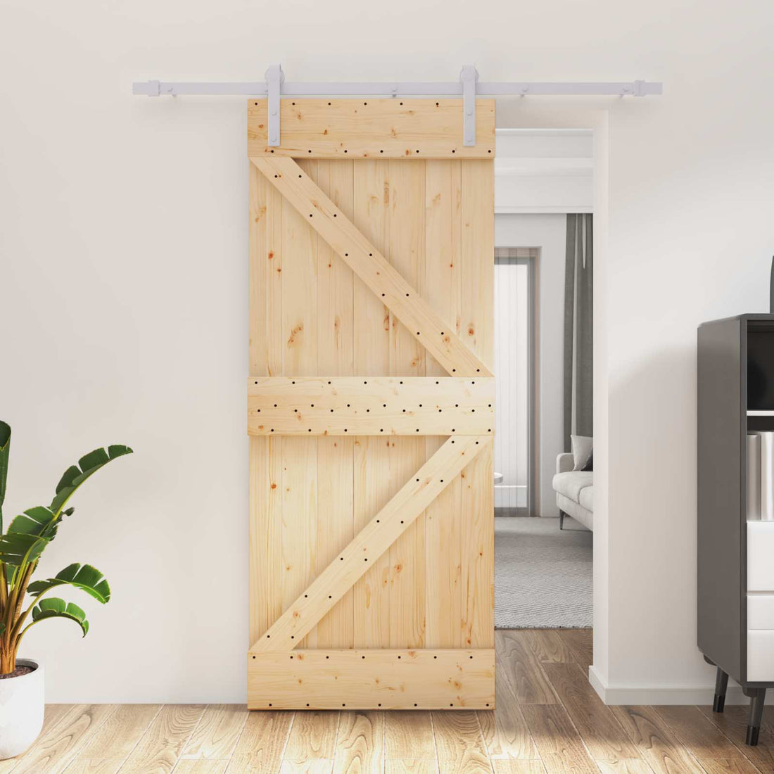 vidaXL Puerta Corredera Natural y Blanco 85 x 210 cm