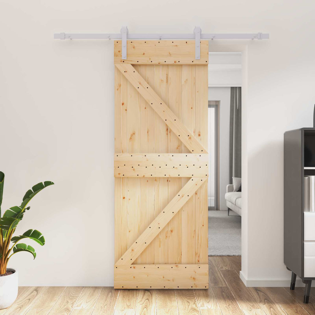 vidaXL Puerta Corredera Natural y Blanco 80 x 210 cm