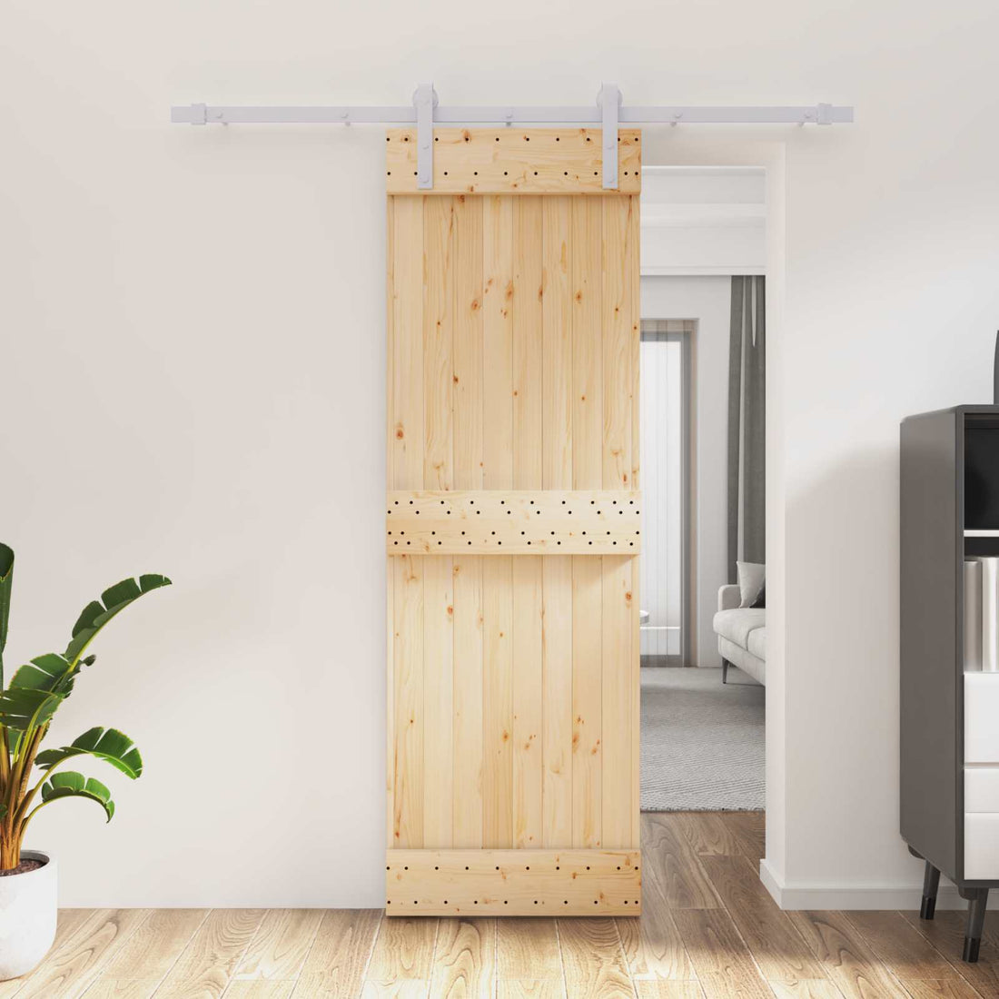 vidaXL Puerta Corredera 70 x 210 cm Natural y Blanco