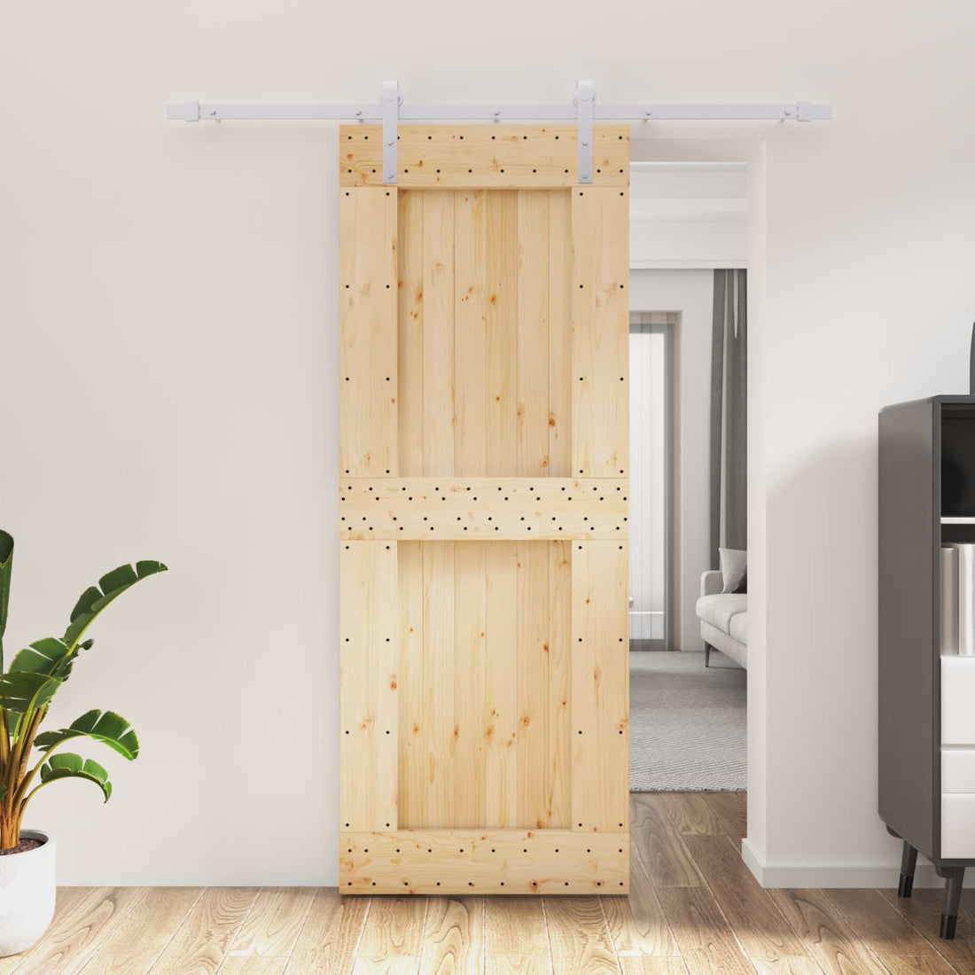 vidaXL Puerta Corredera Natural y Blanco 80 x 210 cm