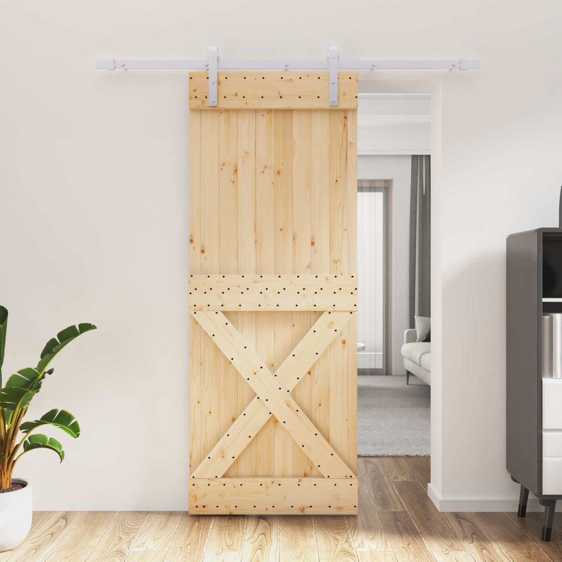vidaXL Puerta Corredera 80 x 210 cm Natural y Blanco