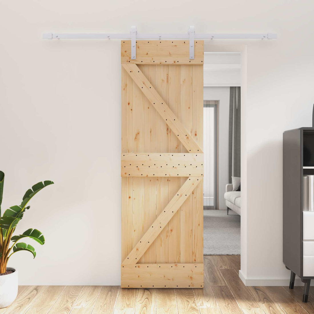 vidaXL Puerta Corredera 70 x 210 cm Natural y Blanco