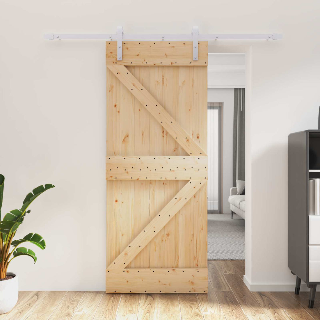 vidaXL Puerta Corredera Natural y Blanco 85 x 210 cm