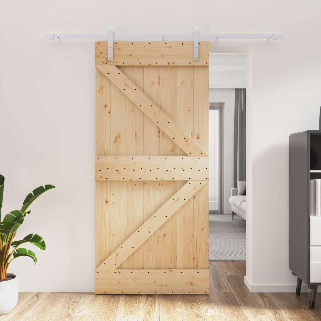 vidaXL Puerta Corredera 95 x 210 cm Natural y Blanco