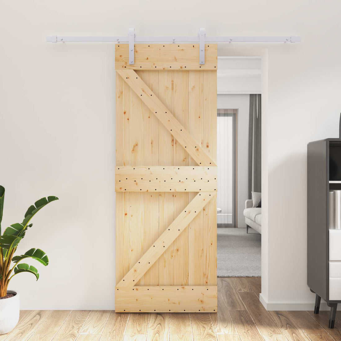 vidaXL Puerta Corredera Natural y Blanco 80 x 210 cm