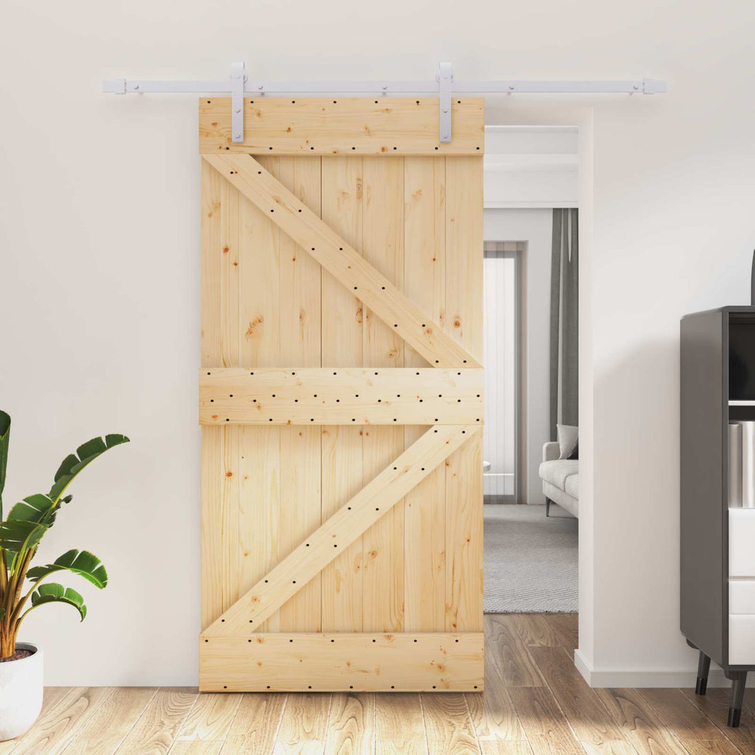 vidaXL Puerta Corredera 100 x 210 cm Madera de Pino Maciza