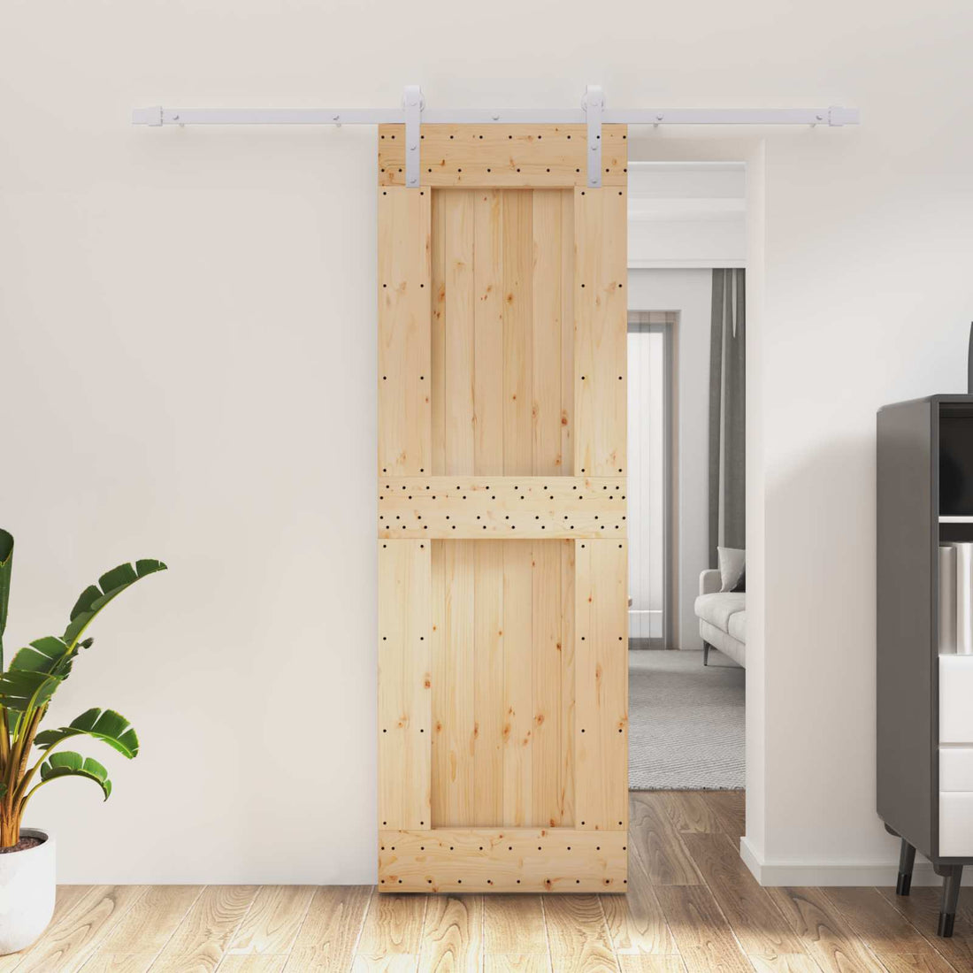 vidaXL Puerta Corredera Natural y Blanco 70 x 210 cm