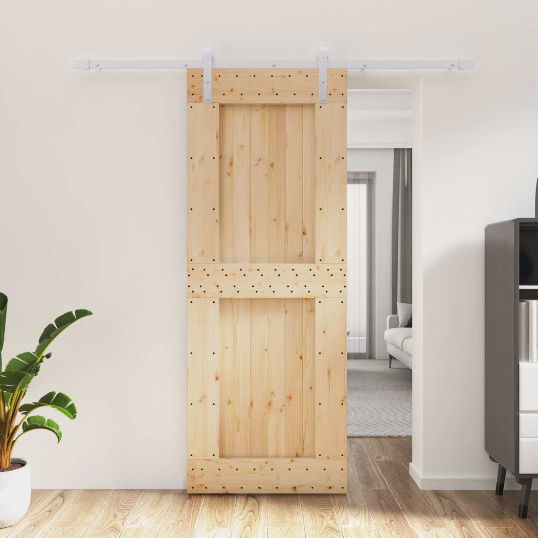vidaXL Puerta Corredera Natural y Blanco 80 x 210 cm