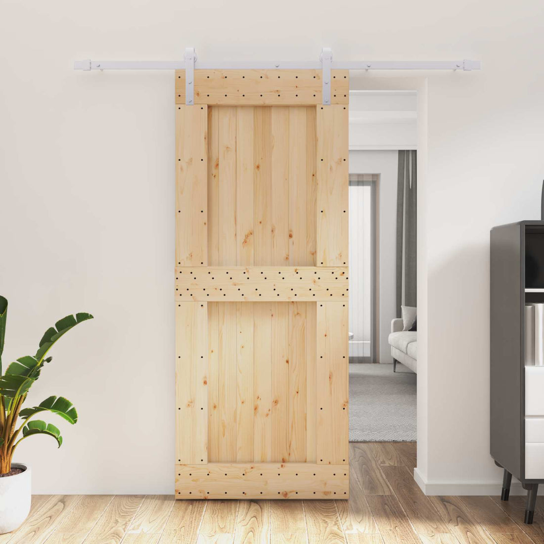 vidaXL Puerta Corredera Natural y Blanco 85 x 210 cm