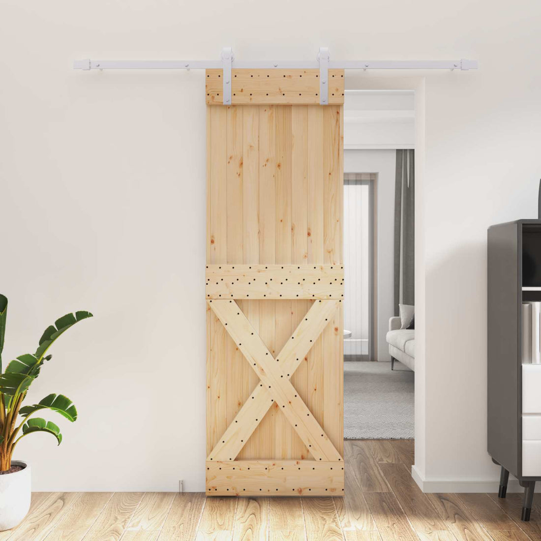 vidaXL Puerta Corredera Natural y Blanco 70 x 210 cm