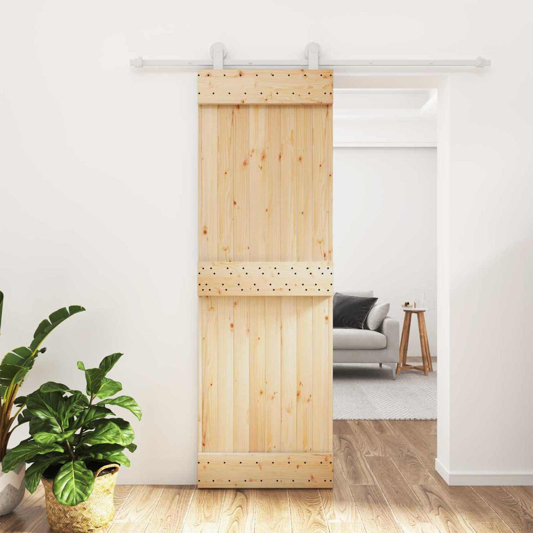 vidaXL Puerta Corredera Natural y Blanco 70 x 210 cm