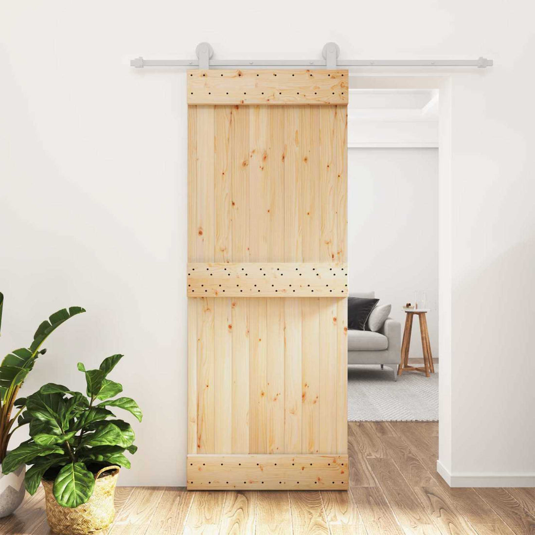 vidaXL Puerta Corredera 80 x 210 cm Natural y Blanco