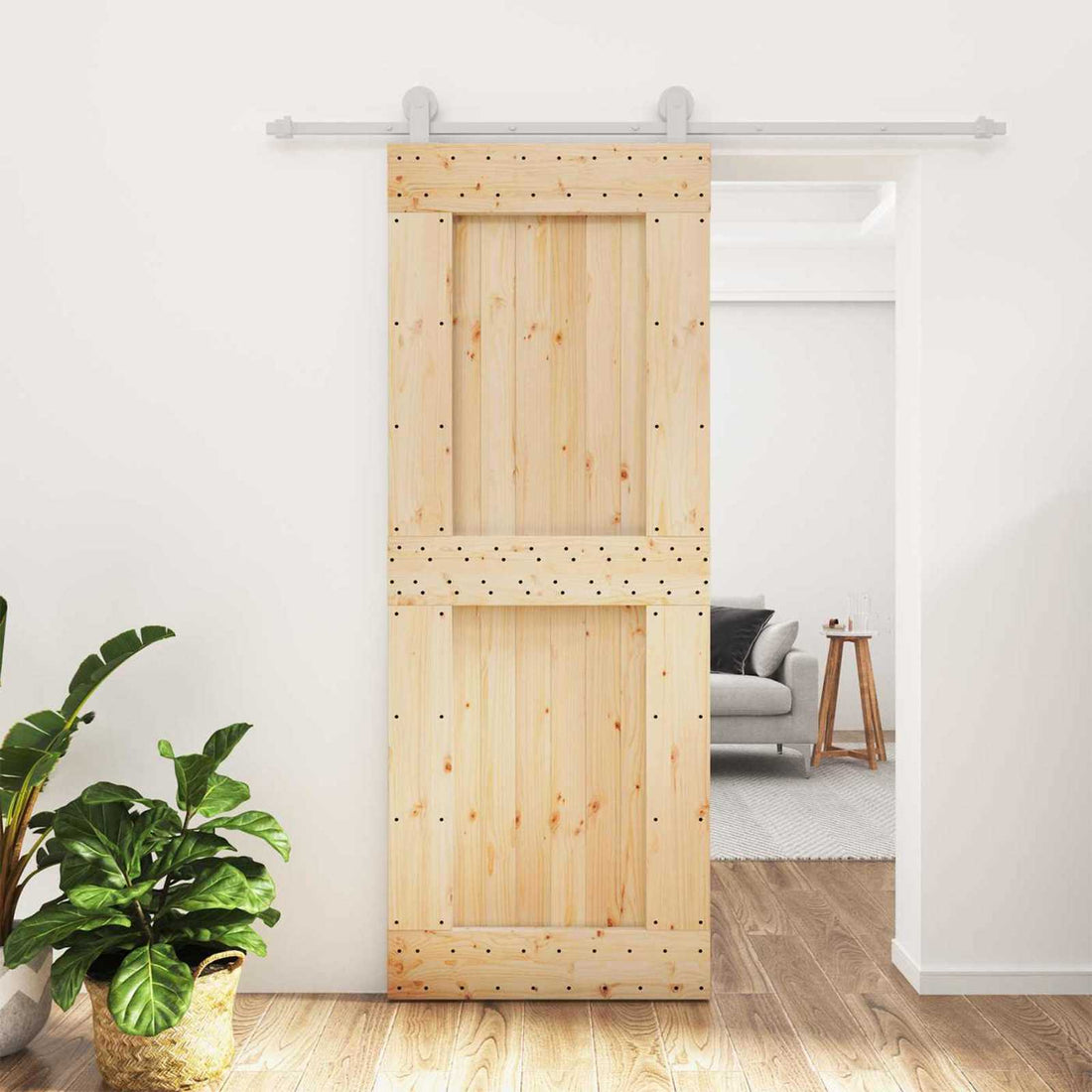 vidaXL Puerta Corredera Natural y Blanco 80 x 210 cm