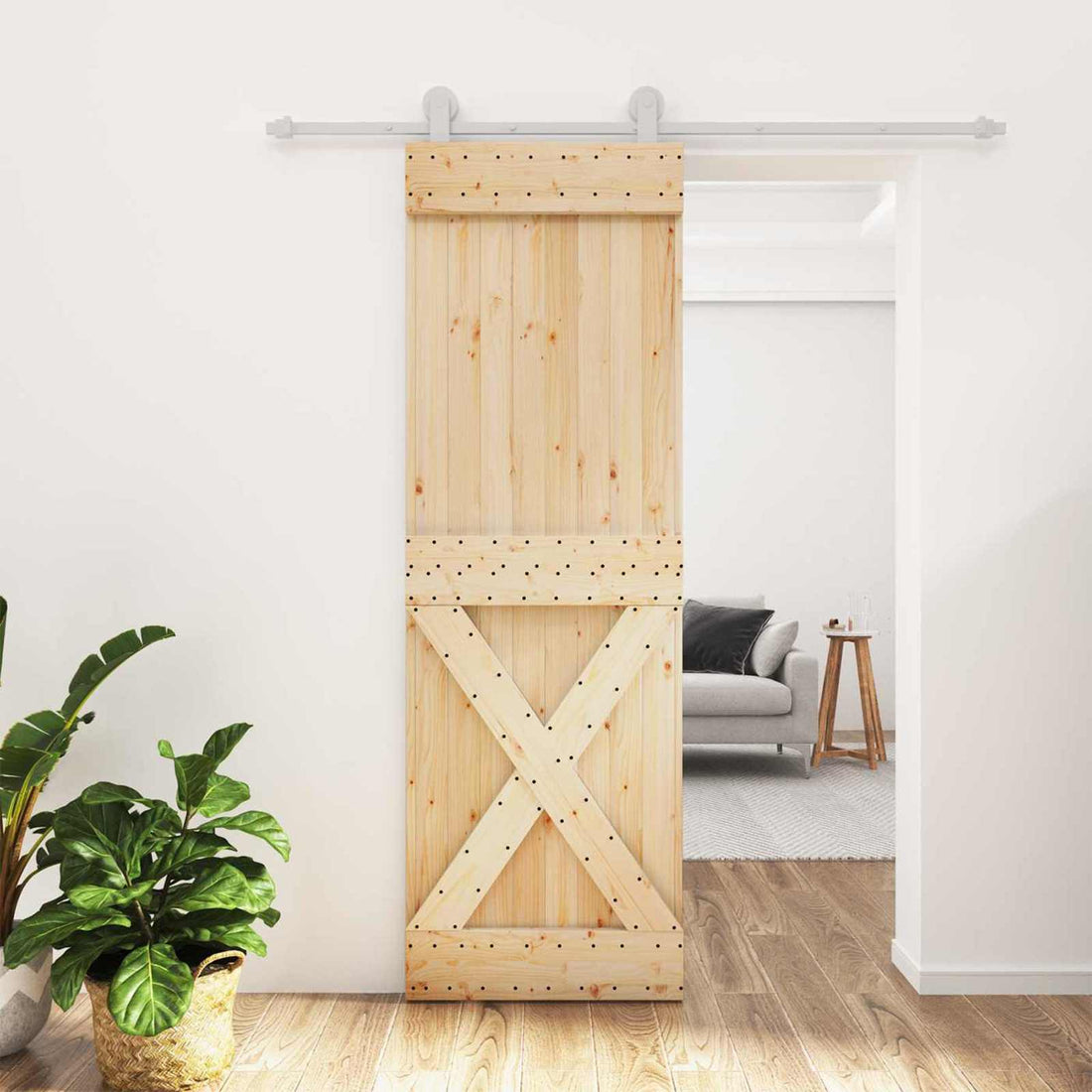 vidaXL Puerta Corredera Natural y Blanco 70 x 210 cm