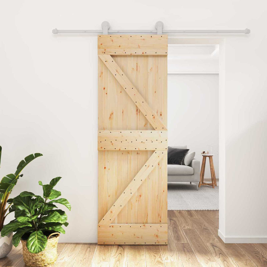 vidaXL Puerta Corredera Natural y Blanco 70 x 210 cm