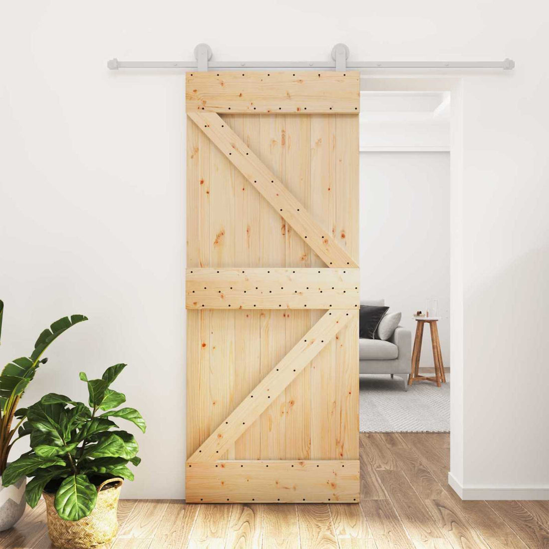 vidaXL Puerta Corredera 85 x 210 cm Natural y Blanco