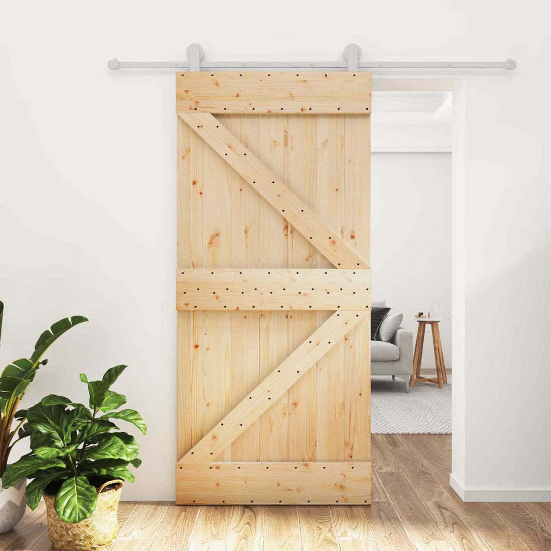vidaXL Puerta Corredera 95 x 210 cm Natural y Blanco