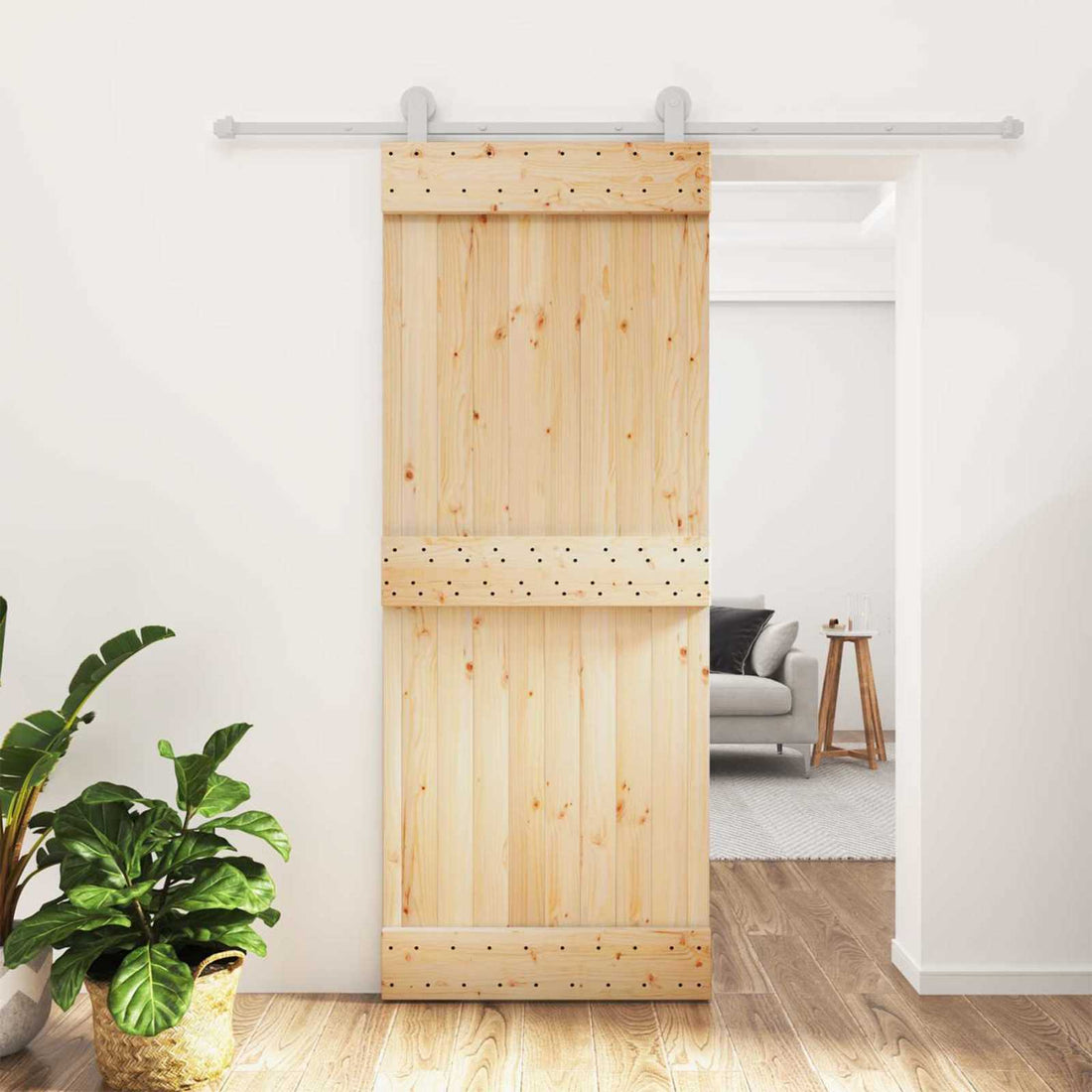 vidaXL Puerta Corredera 80 x 210 cm Natural y Blanco