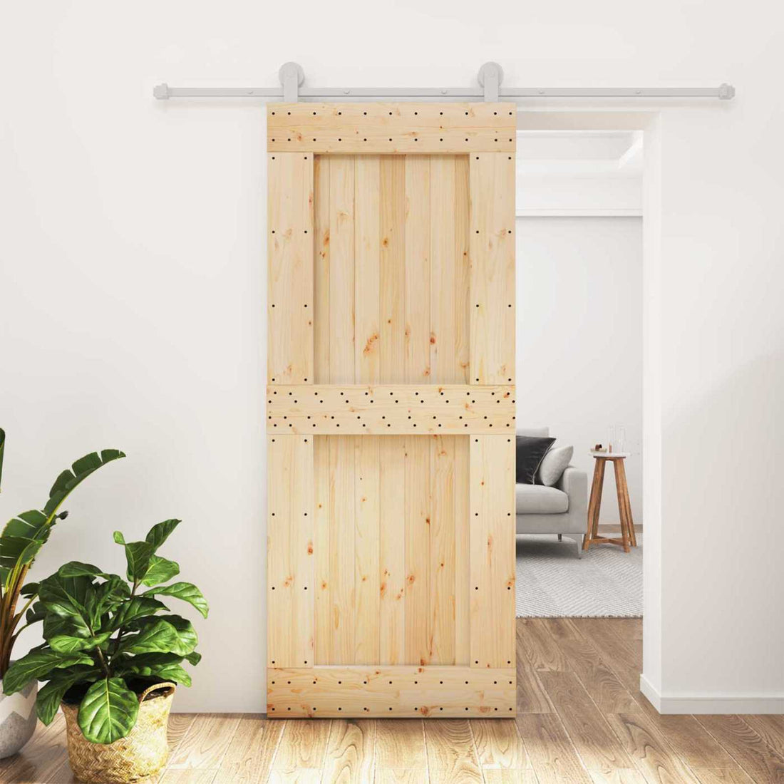 vidaXL Puerta Corredera Natural y Blanco 85 x 210 cm