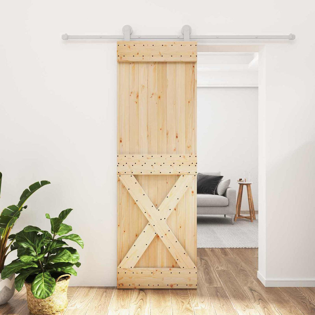 vidaXL Puerta Corredera Natural y Blanco 70 x 210 cm