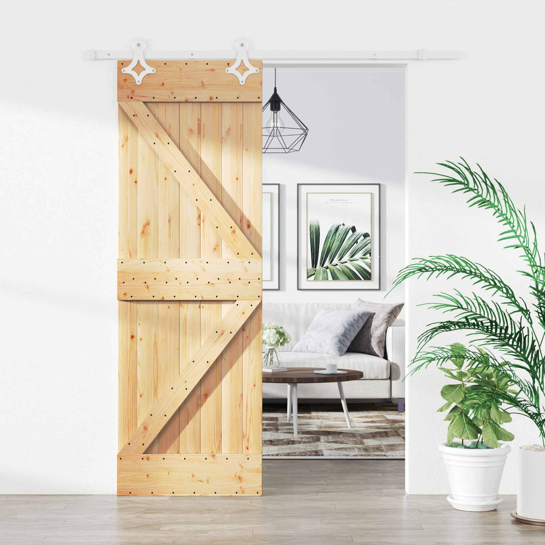 vidaXL Puerta Corredera 70 x 210 cm Natural y Blanco