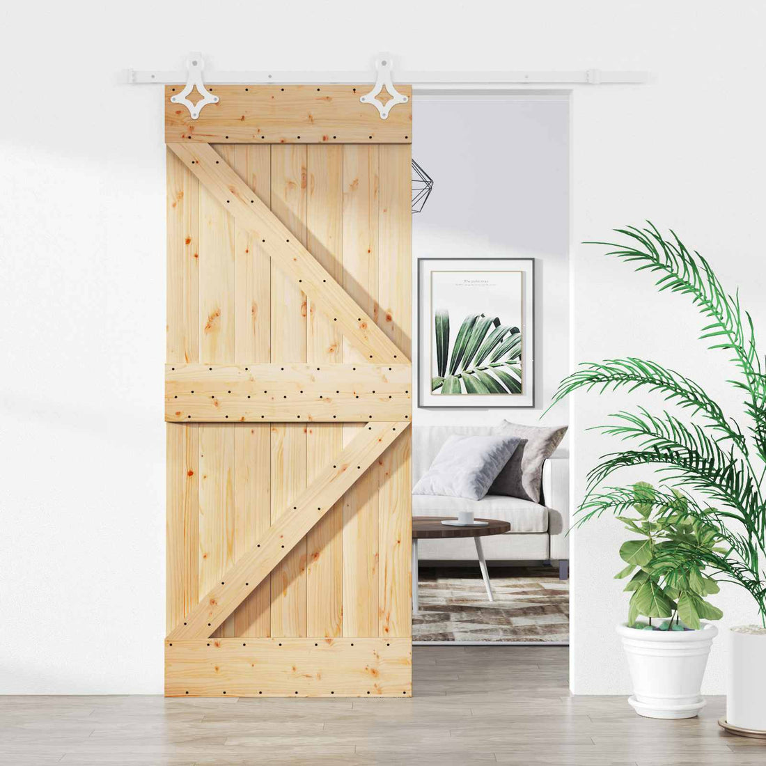 vidaXL Puerta Corredera 85 x 210 cm Natural y Blanco