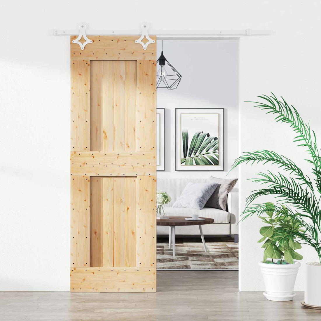 vidaXL Puerta Corredera 70 x 210 cm Natural y Blanco