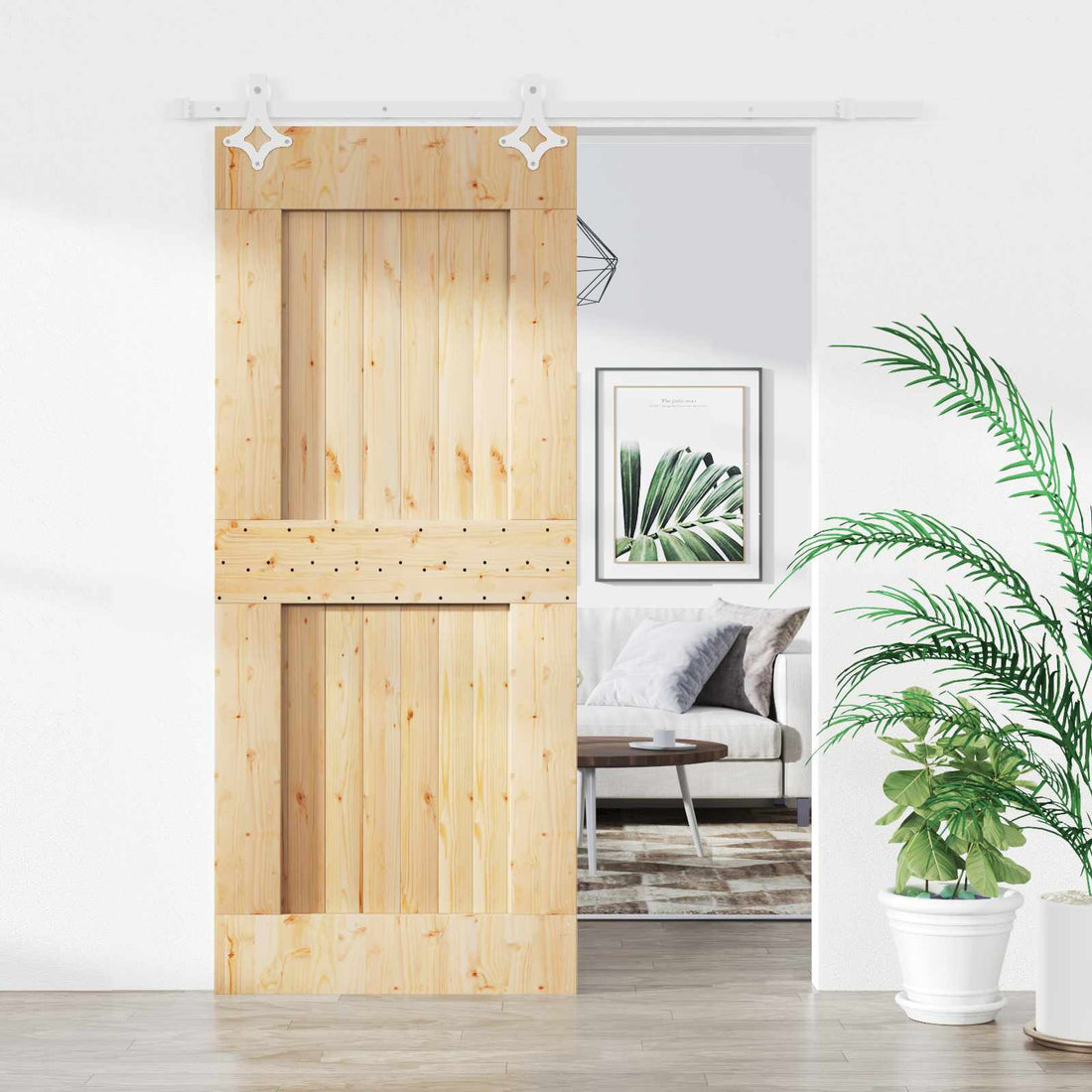 vidaXL Puerta Corredera 80 x 210 cm Natural y Blanco