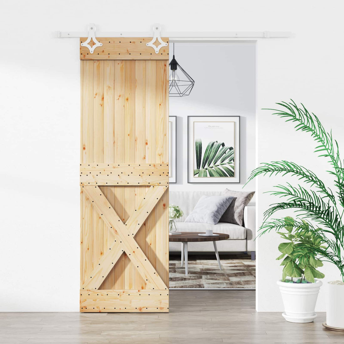 vidaXL Puerta Corredera 70 x 210 cm Natural y Blanco