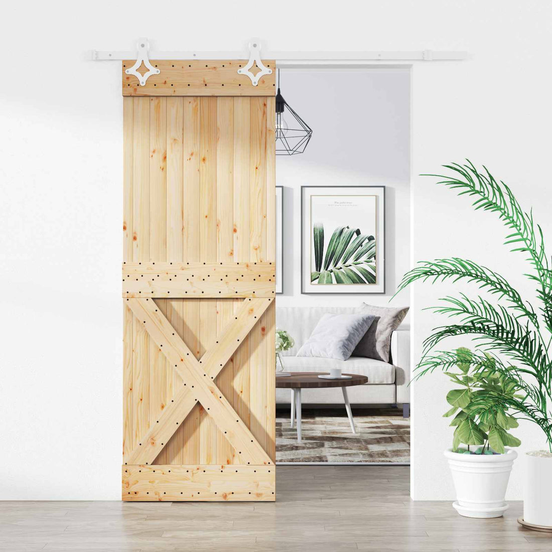 vidaXL Puerta Corredera 80 x 210 cm Natural y Blanco