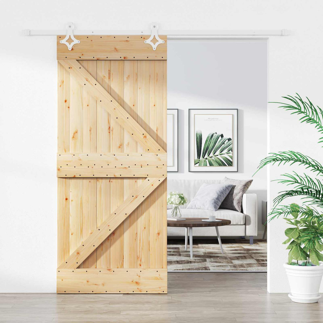 vidaXL Puerta Corredera Natural y Blanco 90 x 210 cm