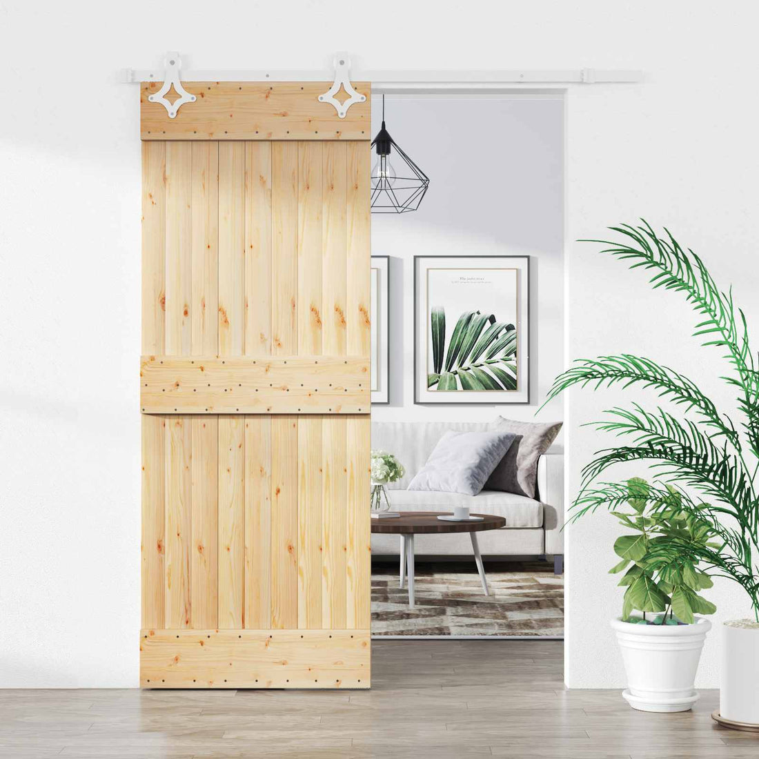 vidaXL Puerta Corredera 85 x 210 cm Natural y Blanco