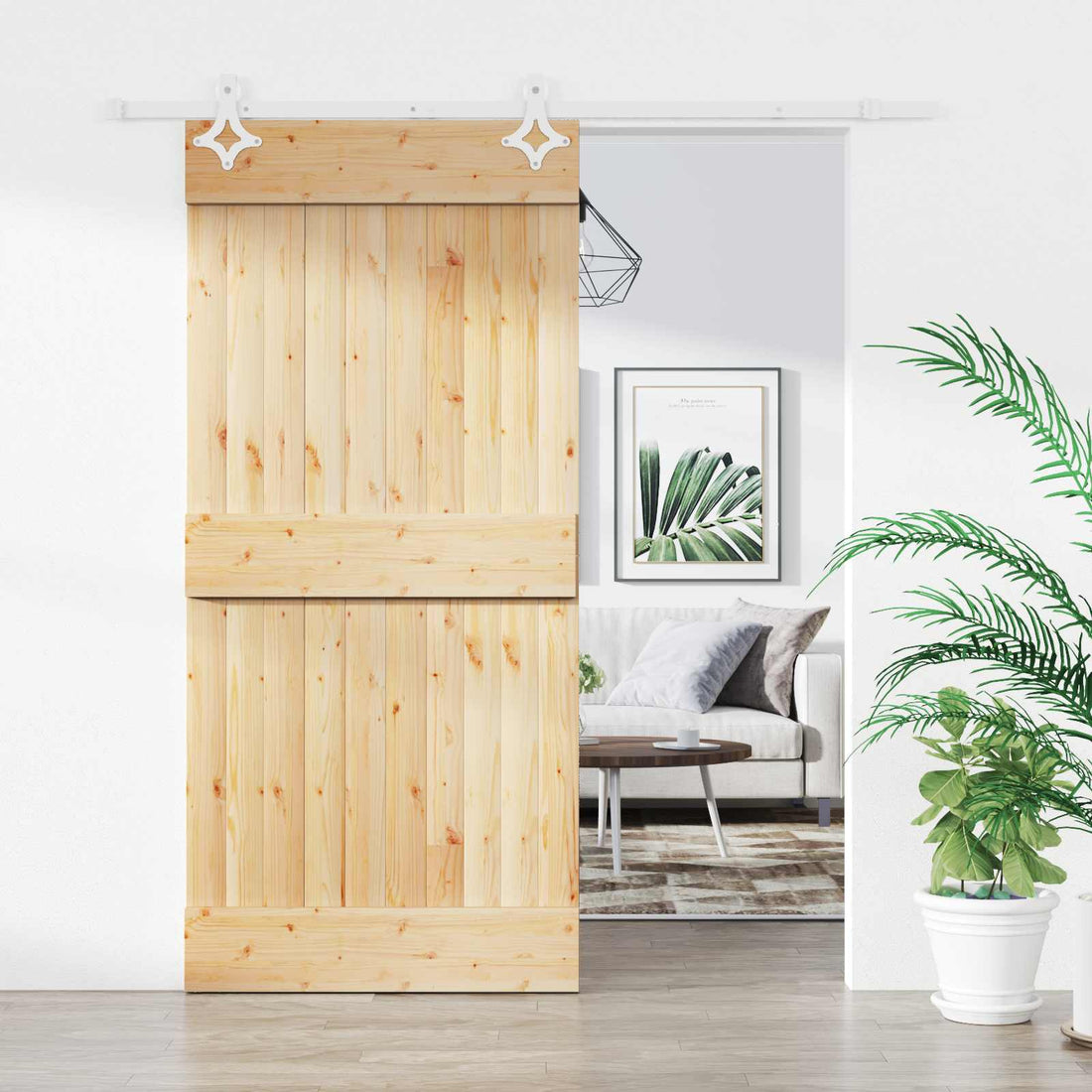 vidaXL Puerta Corredera 90 x 210 cm Natural y Blanco
