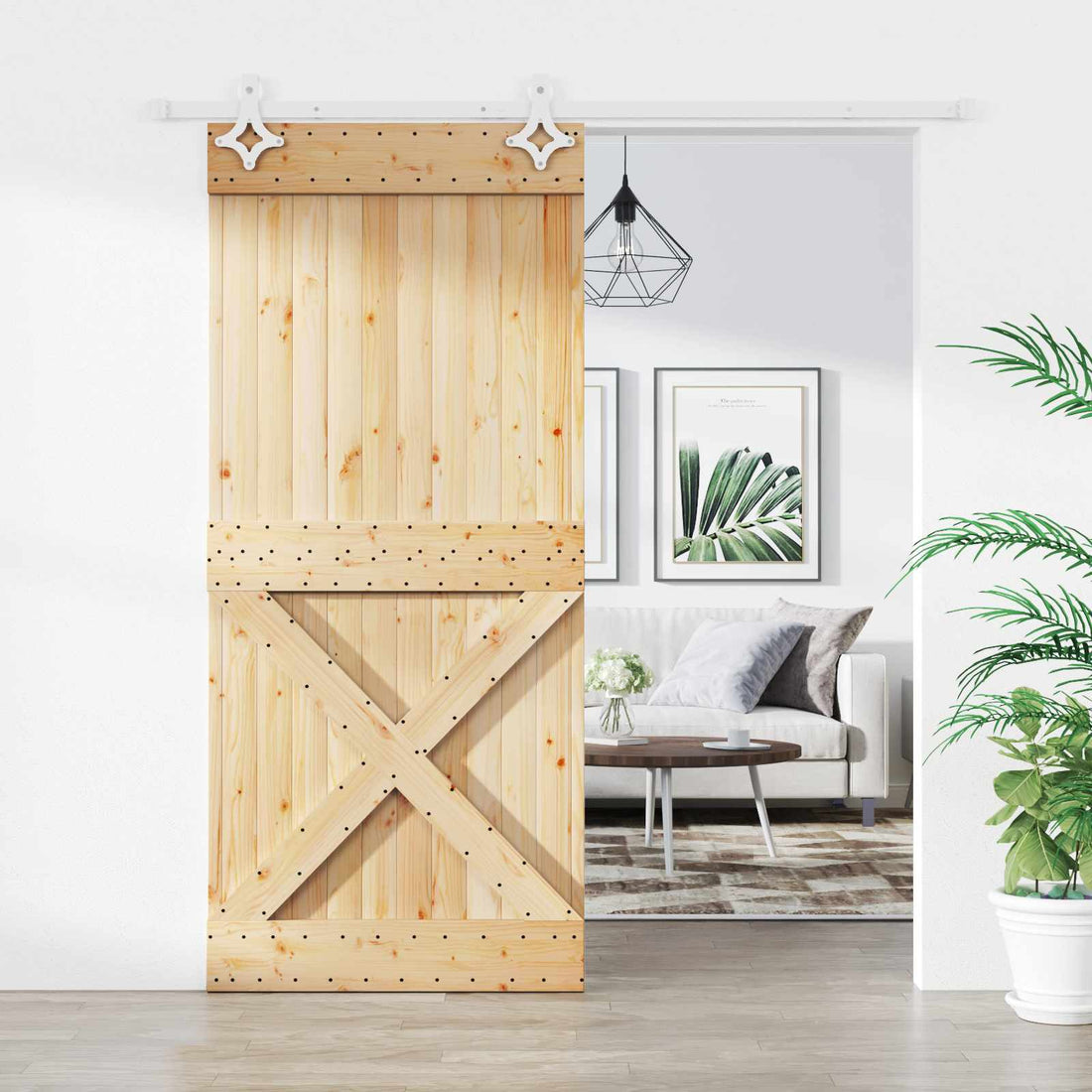 vidaXL Puerta Corredera 90 x 210 cm Natural y Blanco