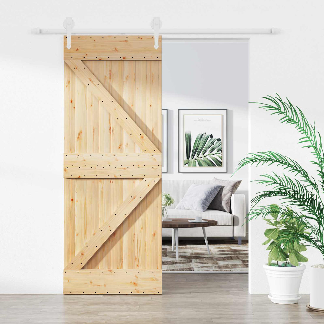 vidaXL Puerta Corredera 80 x 210 cm Madera de Pino Maciza