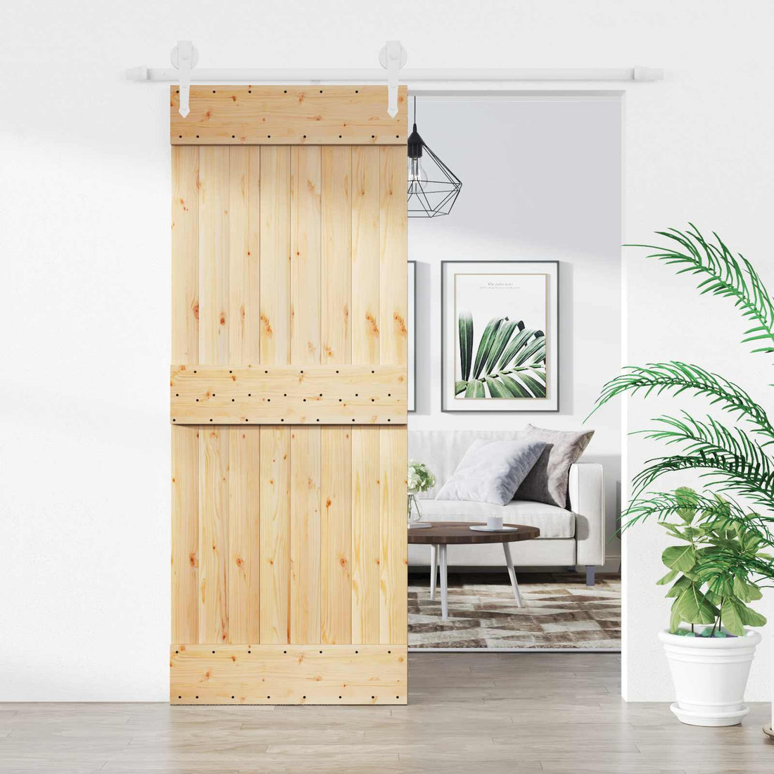 vidaXL Puerta Corredera 80 x 210 cm Natural y Blanco