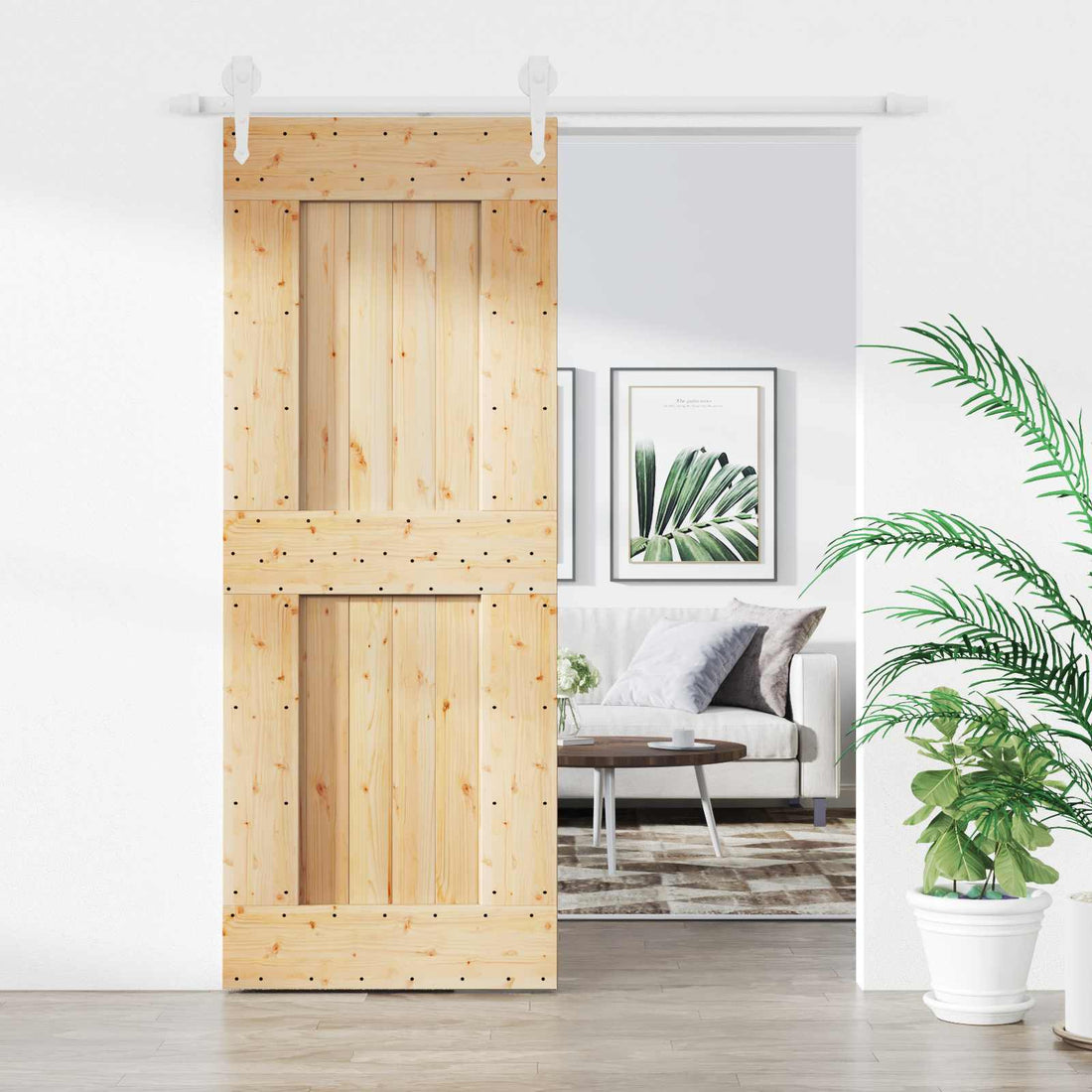 vidaXL Puerta Corredera Natural y Blanco 80 x 210 cm